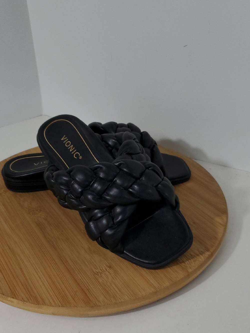 Vionic Kalina Braided Cross Strap Slide Mules Black Size 7.5